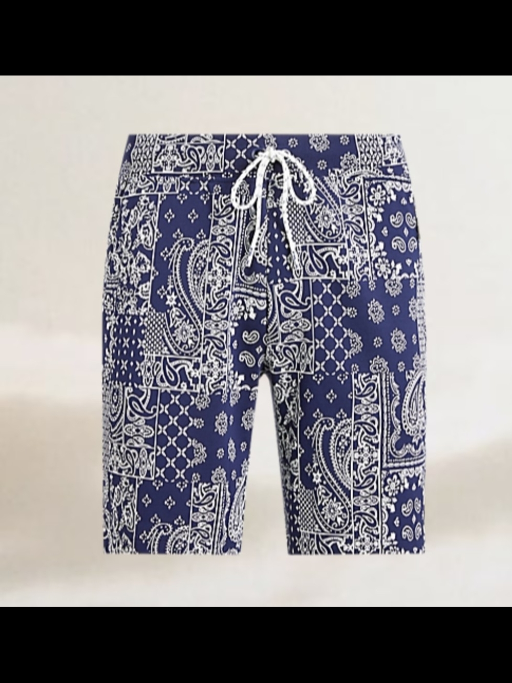 RLX Ralph Lauren Navy & White Paisley-Print Athletic Shorts